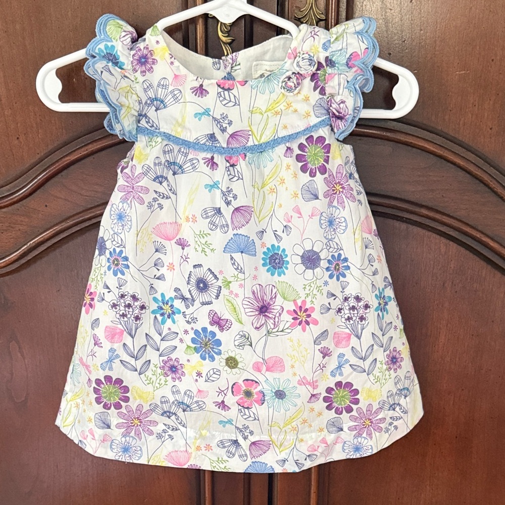 Angel Dear Floral Baby Dress 3-6M Girls Flutter Sleeve Spring Easter Outfit